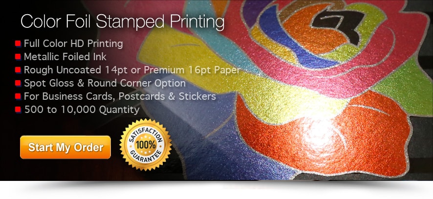 colored foil stamped business cards